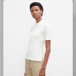 Club Monaco White Short-Sleeve Mock Neck Top